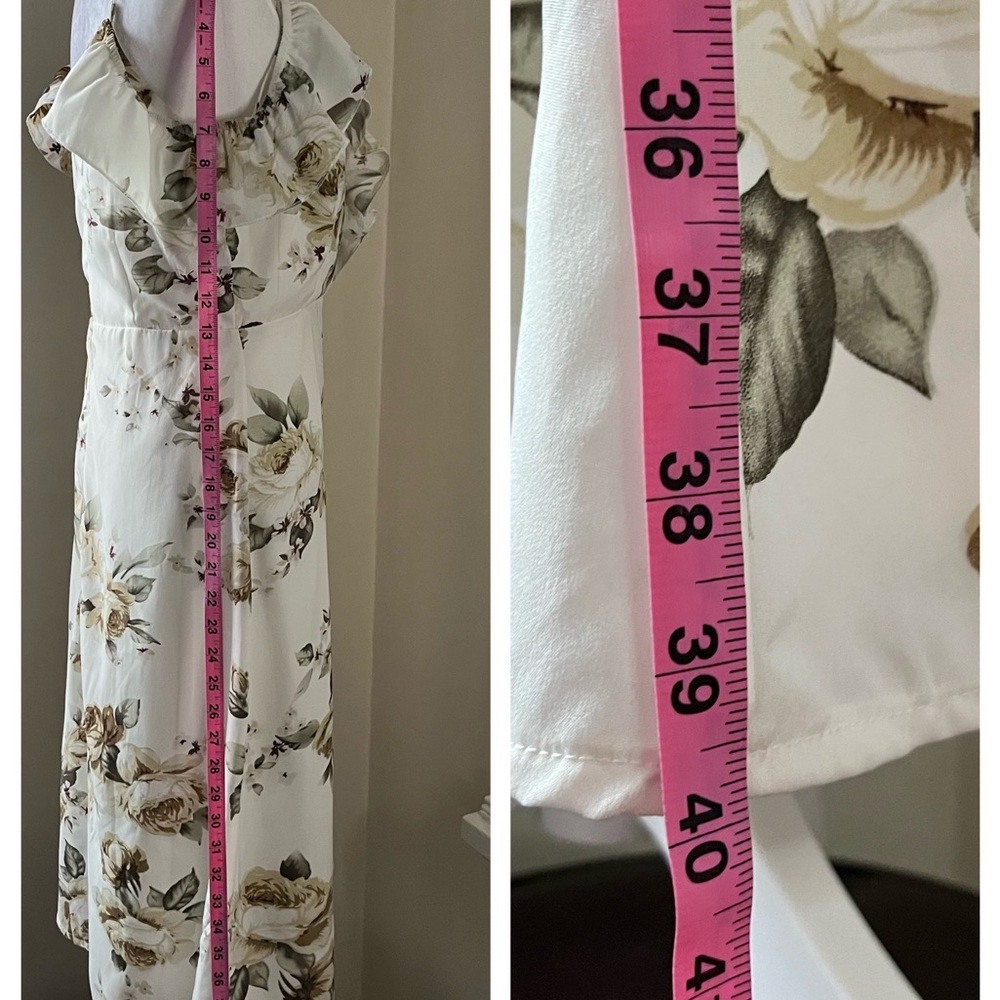 Boohoo Night Juanita cold shoulder floral frill midi skater dress - Picture 14 of 16